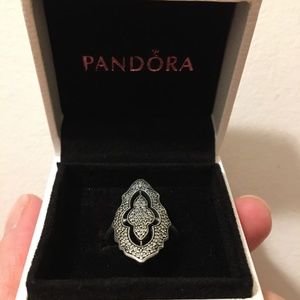 Pandora silver and cubic zirconia Ale ring